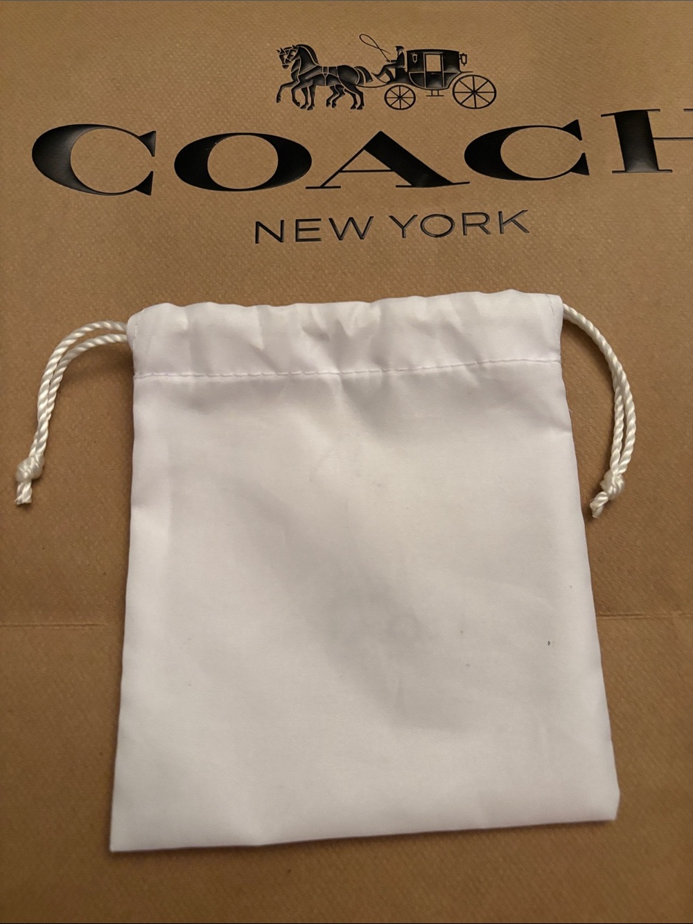 Coach White Drawstring Pouch Set with Black Logo - Picture 7 of 7